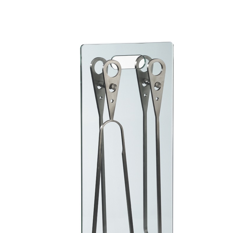 Set attrezzi Camino S144 in Cristallo ed Acciaio - immagine 2