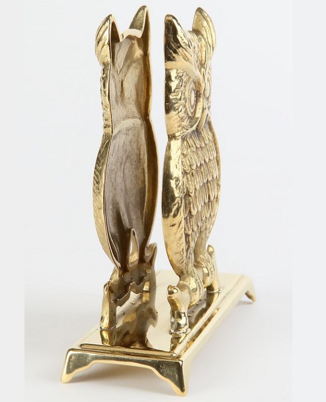 Civetta in Ottone X109 Portafiammiferi Fermacarte - immagine 2