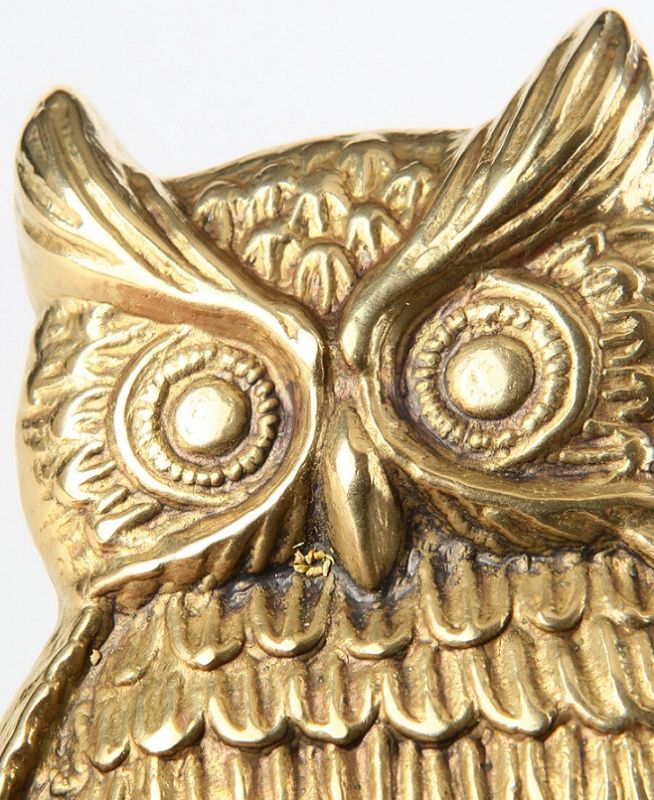 Civetta in Ottone X109 Portafiammiferi Fermacarte - immagine 3