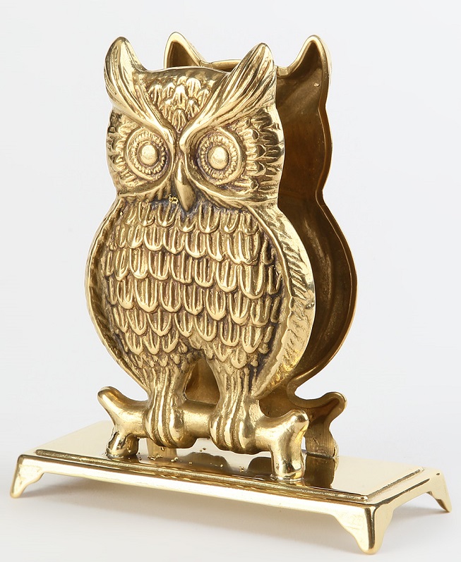 Civetta in Ottone X109 Portafiammiferi Fermacarte