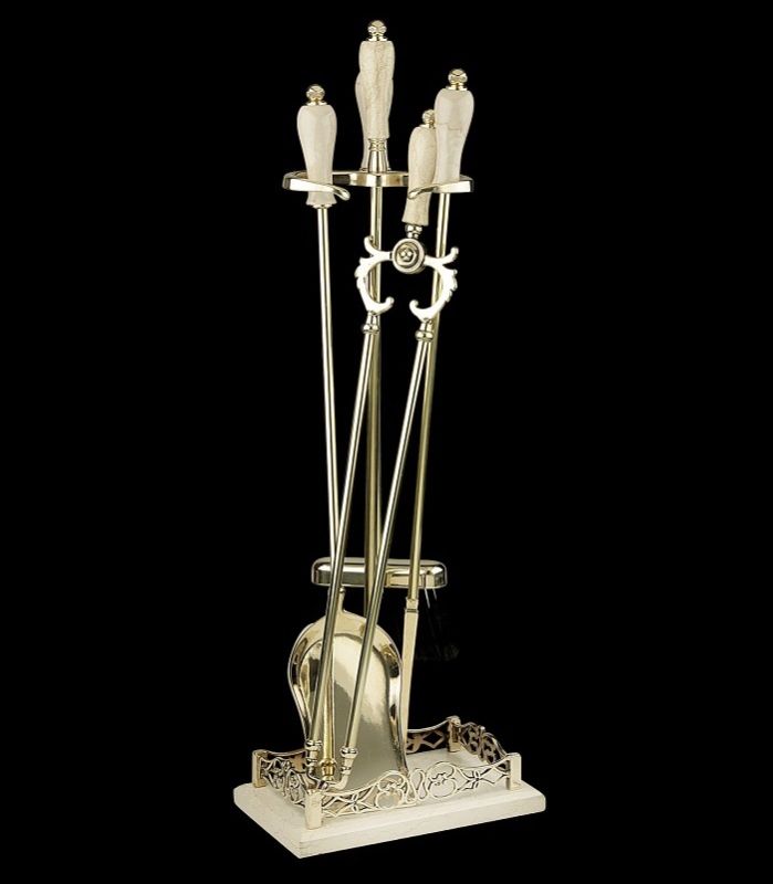Set attrezzi Camino in Ottone e Marmo S247-L - immagine 2