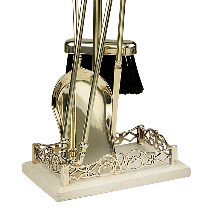 Set attrezzi Camino in Ottone e Marmo S247-L - immagine 4