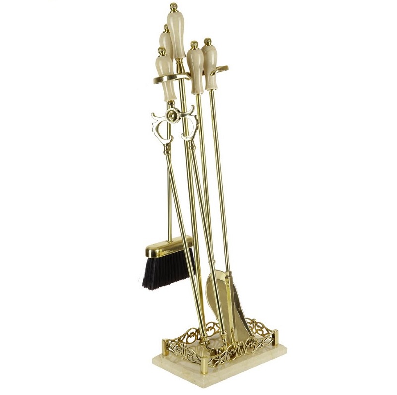 Set attrezzi Camino in Ottone e Marmo S247-L - immagine 5