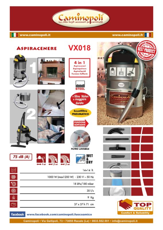 Aspiracenere VX018 per Ceneri Calde - immagine 2