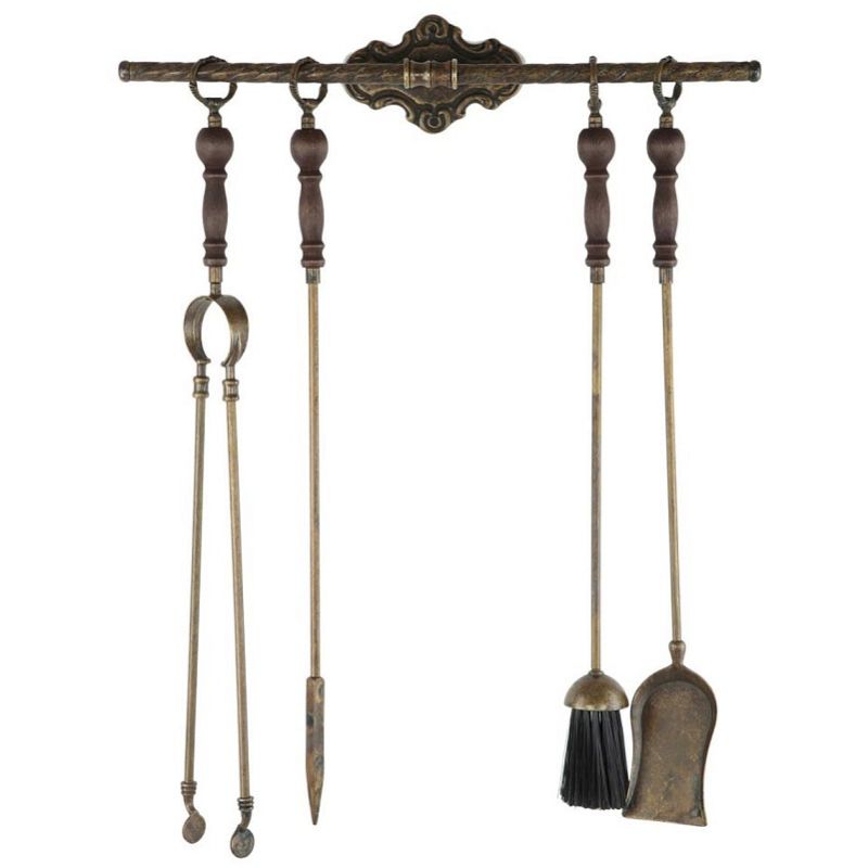 Set Accessori Camino in Ottone da Parete S258-A a Muro