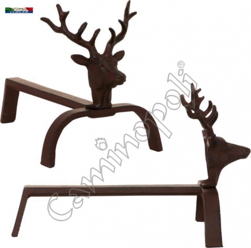 Alari in Ghisa A168 Coppia di Cervi Ruggine